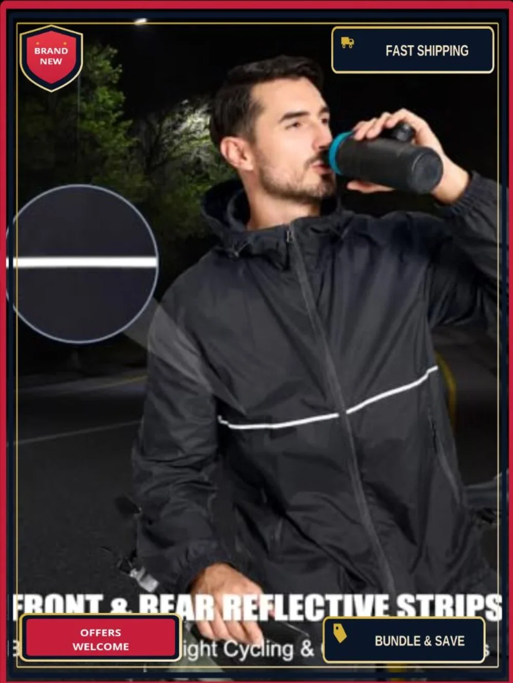 Waterproof Packable Raincoat Men's Lightweight Rain Jacket with Hood